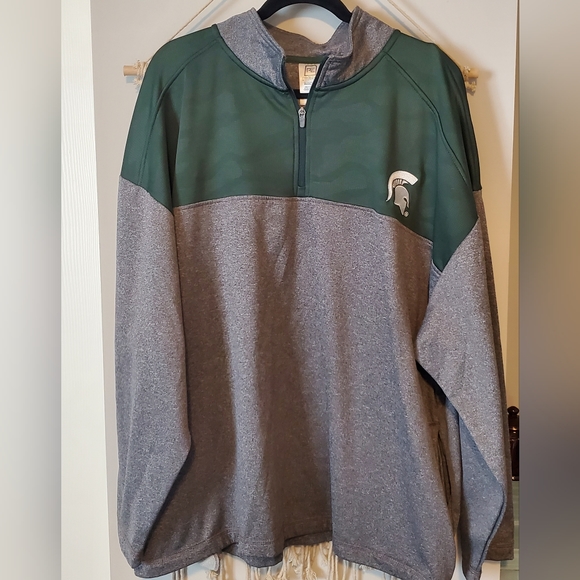 Men's 3XL ProEdge by knights apparel Michigan State Quarter Zip Sweatshirt Grey - Picture 1 of 2